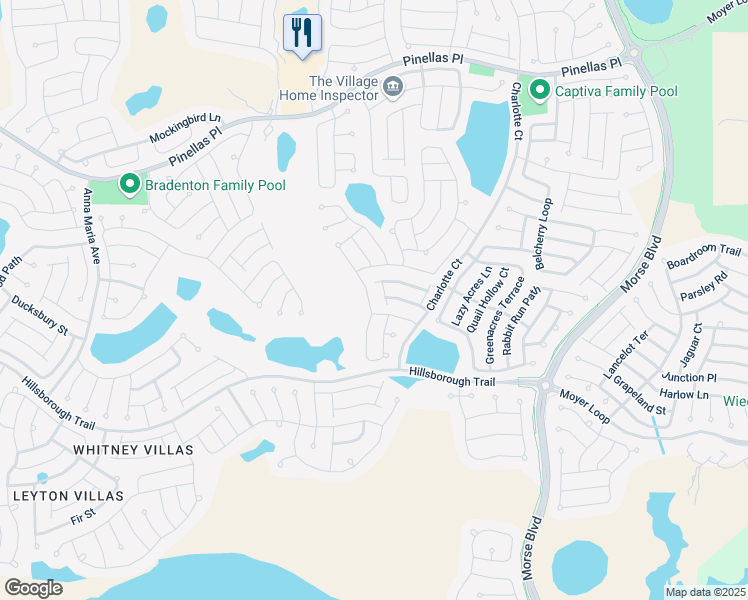 map of restaurants, bars, coffee shops, grocery stores, and more near 885 Amber Court in The Villages
