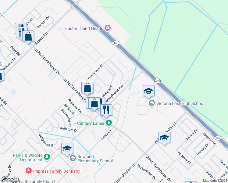 map of restaurants, bars, coffee shops, grocery stores, and more near 101 Chesapeake Avenue in Victoria