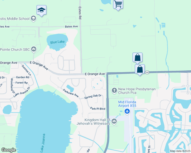 map of restaurants, bars, coffee shops, grocery stores, and more near 4050 Brookshire Circle in Eustis