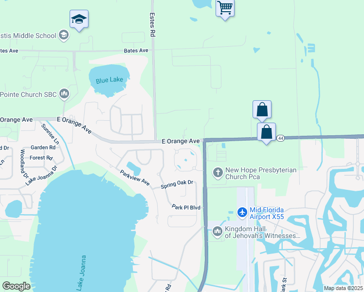 map of restaurants, bars, coffee shops, grocery stores, and more near 4050 Brookshire Circle in Eustis