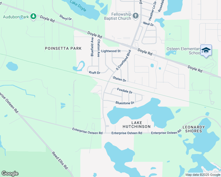 map of restaurants, bars, coffee shops, grocery stores, and more near 2752 Foxdale Drive in Deltona