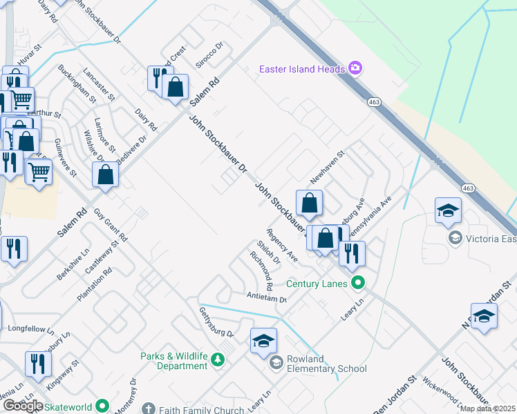 map of restaurants, bars, coffee shops, grocery stores, and more near 4109 John Stockbauer Drive in Victoria