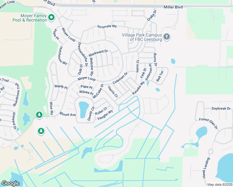 map of restaurants, bars, coffee shops, grocery stores, and more near 3387 Harris Court in The Villages