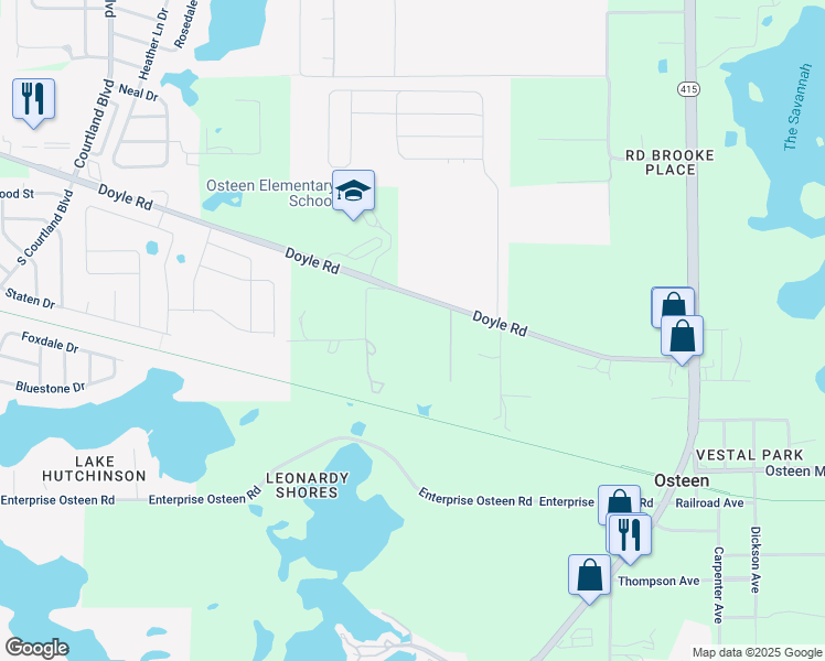 map of restaurants, bars, coffee shops, grocery stores, and more near 130 Saint Jude Lane in Osteen