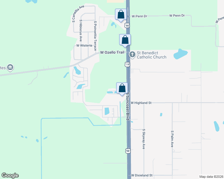 map of restaurants, bars, coffee shops, grocery stores, and more near 780 South Suncoast Boulevard in Homosassa