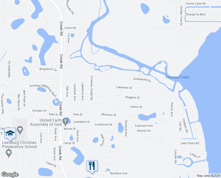 map of restaurants, bars, coffee shops, grocery stores, and more near 11410 Lakeview Drive in Leesburg