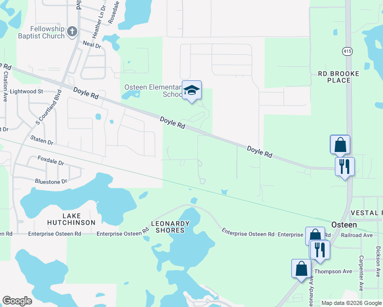 map of restaurants, bars, coffee shops, grocery stores, and more near 150 Bull Run Avenue in Osteen