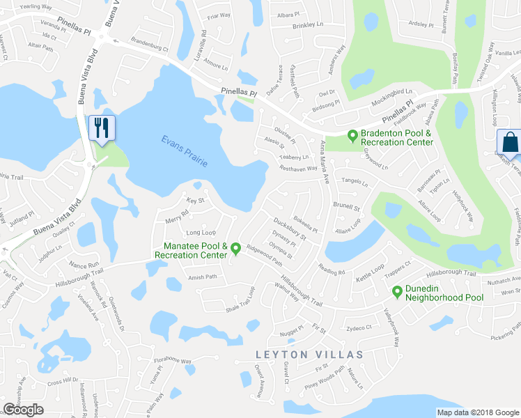 map of restaurants, bars, coffee shops, grocery stores, and more near Ridgewood Path in The Villages