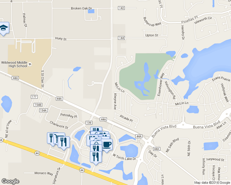 map of restaurants, bars, coffee shops, grocery stores, and more near Alwyne Avenue in Wildwood