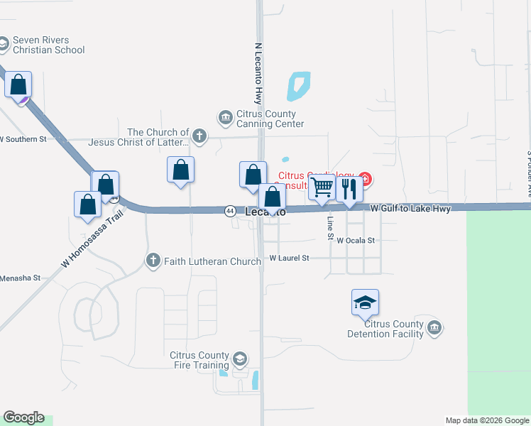 map of restaurants, bars, coffee shops, grocery stores, and more near in Lecanto