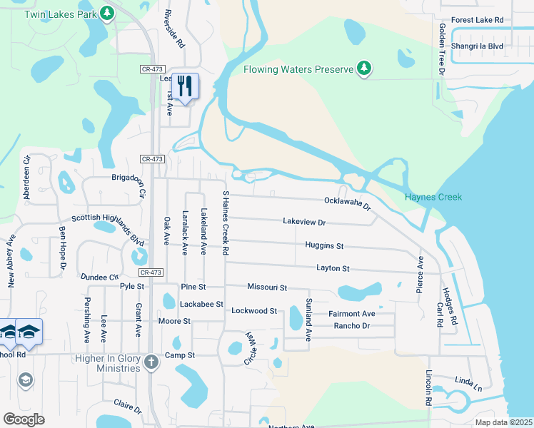 map of restaurants, bars, coffee shops, grocery stores, and more near 11349 Lakeview Drive in Leesburg
