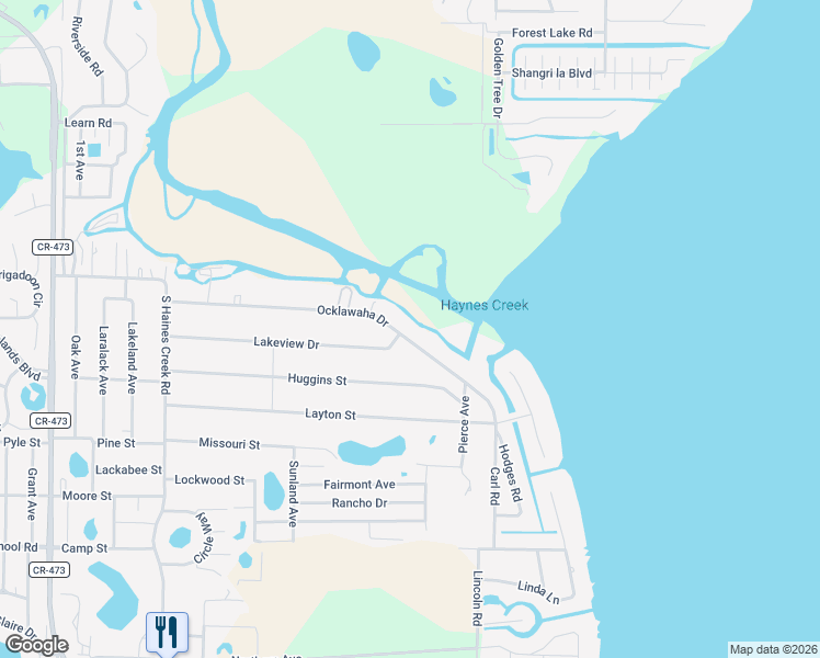 map of restaurants, bars, coffee shops, grocery stores, and more near 11745 Ocklawaha Drive in Leesburg