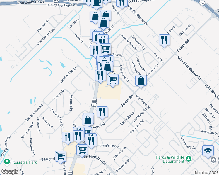 map of restaurants, bars, coffee shops, grocery stores, and more near 6106 North Navarro Street in Victoria