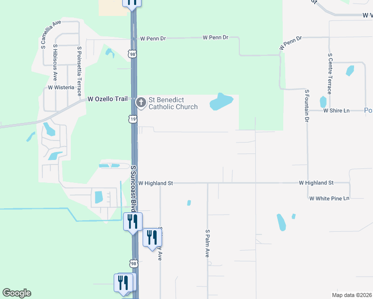 map of restaurants, bars, coffee shops, grocery stores, and more near 711 S Suncoast Blvd in Homosassa