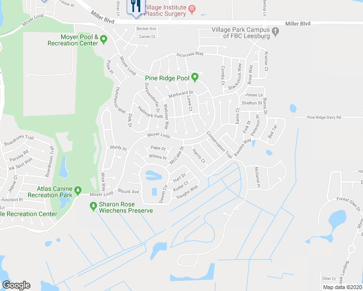 map of restaurants, bars, coffee shops, grocery stores, and more near 939 Coleman Drive in The Villages
