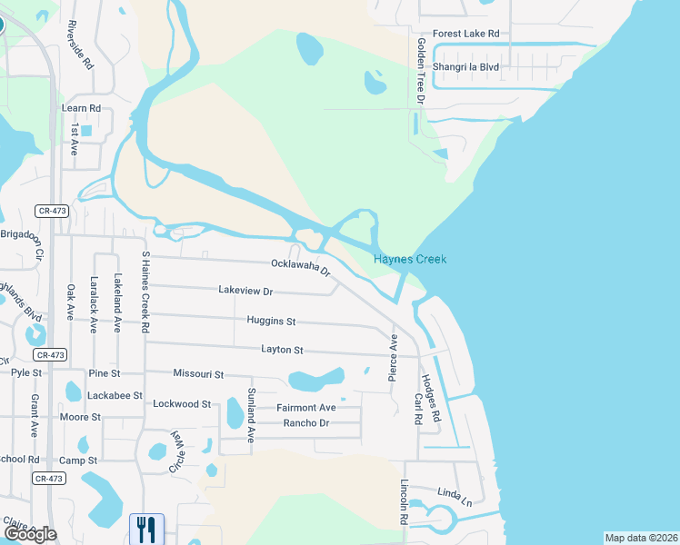 map of restaurants, bars, coffee shops, grocery stores, and more near 11745 Ocklawaha Drive in Leesburg