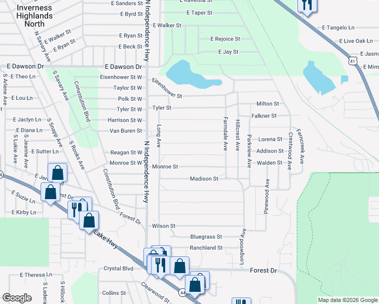 map of restaurants, bars, coffee shops, grocery stores, and more near 2503 Jackson Street in Inverness