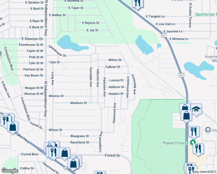 map of restaurants, bars, coffee shops, grocery stores, and more near 2010 Addison Street in Inverness