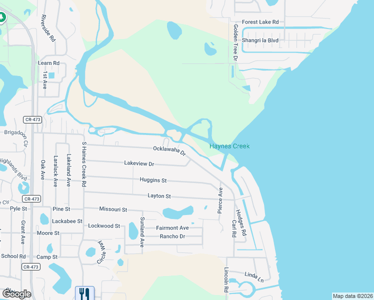 map of restaurants, bars, coffee shops, grocery stores, and more near 11711 Ocklawaha Drive in Leesburg