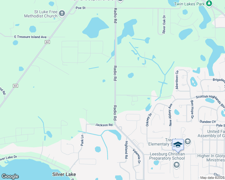 map of restaurants, bars, coffee shops, grocery stores, and more near 34525 Radio Road in Leesburg