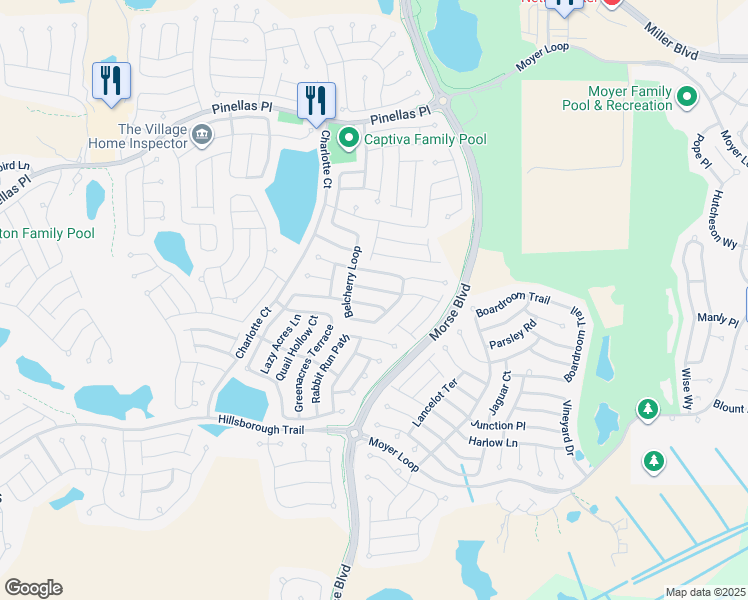 map of restaurants, bars, coffee shops, grocery stores, and more near 633 Abdella Way in The Villages