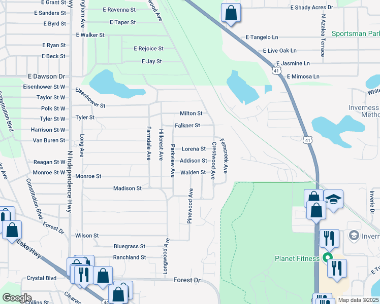 map of restaurants, bars, coffee shops, grocery stores, and more near 2010 Addison Street in Inverness