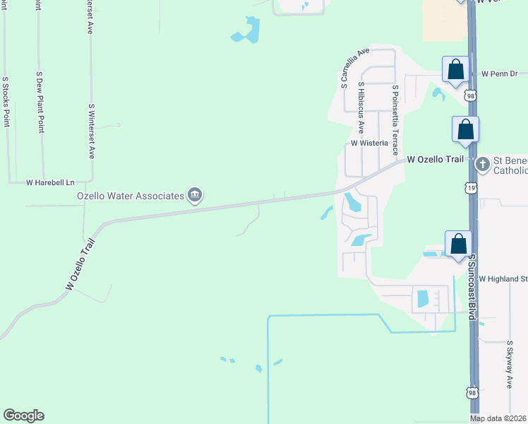 map of restaurants, bars, coffee shops, grocery stores, and more near 9518 West Ozello Trail in Crystal River