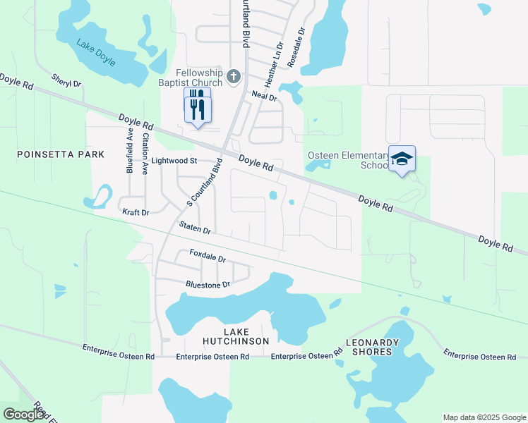 map of restaurants, bars, coffee shops, grocery stores, and more near 133 South Courtland Boulevard in Deltona