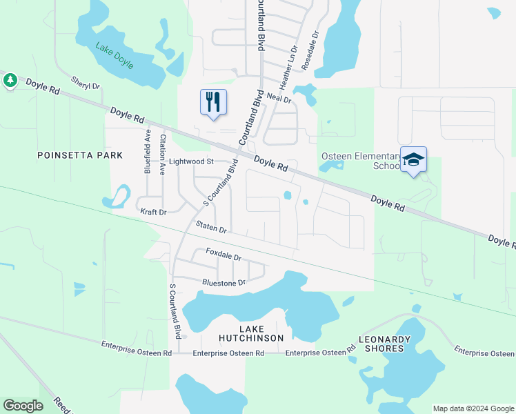 map of restaurants, bars, coffee shops, grocery stores, and more near 133 South Courtland Boulevard in Deltona