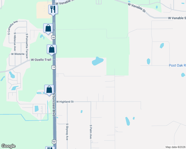 map of restaurants, bars, coffee shops, grocery stores, and more near 8375 West Kimberly Court in Homosassa