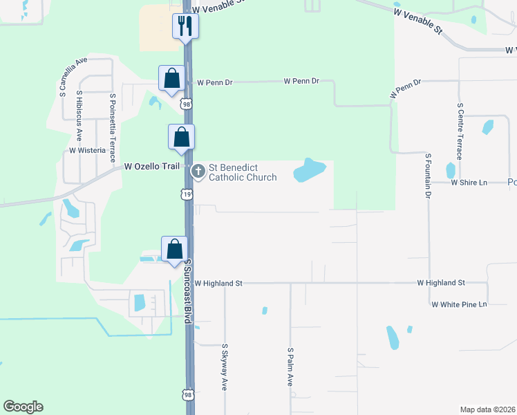 map of restaurants, bars, coffee shops, grocery stores, and more near 8505 West Kimberly Court in Homosassa