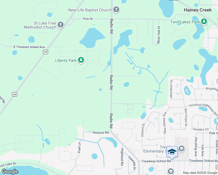map of restaurants, bars, coffee shops, grocery stores, and more near 34629 Radio Road in Leesburg