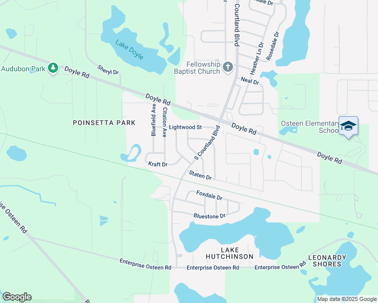 map of restaurants, bars, coffee shops, grocery stores, and more near 220 Kenlake Drive in Deltona
