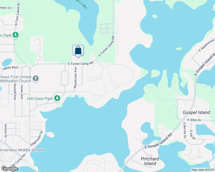 map of restaurants, bars, coffee shops, grocery stores, and more near 1130 Heron Point Dr. in Inverness