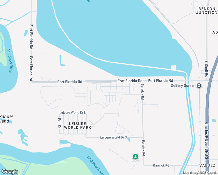 map of restaurants, bars, coffee shops, grocery stores, and more near Fort Florida Road in DeBary