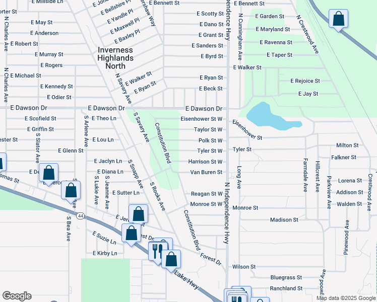 map of restaurants, bars, coffee shops, grocery stores, and more near Tyler Street West in Inverness