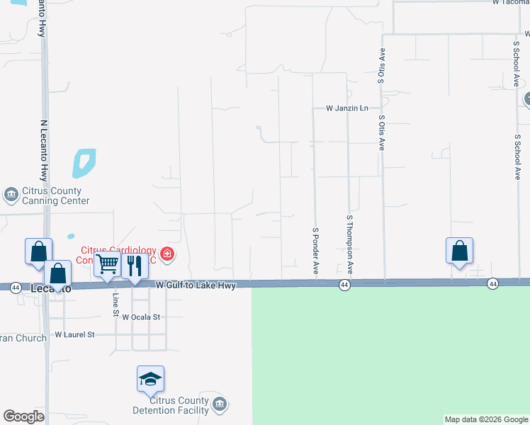 map of restaurants, bars, coffee shops, grocery stores, and more near 2499 West Camel Lane in Lecanto