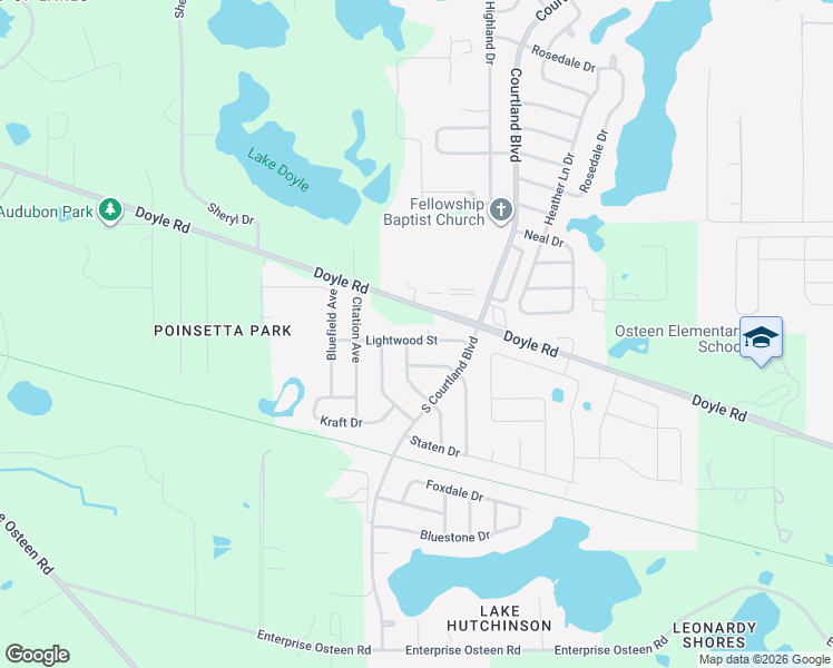 map of restaurants, bars, coffee shops, grocery stores, and more near 2772 Lightwood Street in Deltona