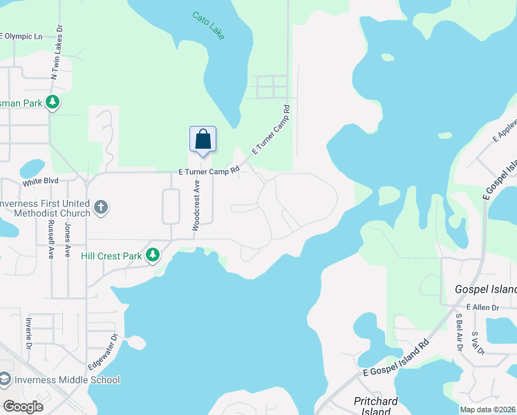 map of restaurants, bars, coffee shops, grocery stores, and more near 239 Bittern Loop in Inverness