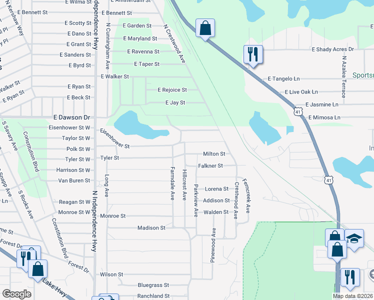 map of restaurants, bars, coffee shops, grocery stores, and more near 2109 Milton Street in Inverness