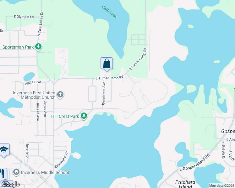 map of restaurants, bars, coffee shops, grocery stores, and more near 1211 Bittern Loop in Inverness