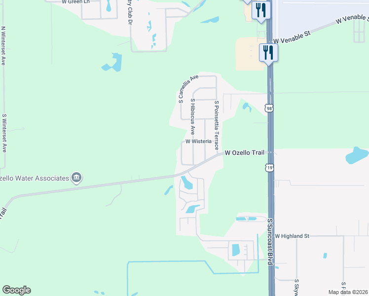 map of restaurants, bars, coffee shops, grocery stores, and more near 336 South Hibiscus Avenue in Crystal River