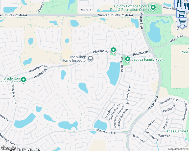 map of restaurants, bars, coffee shops, grocery stores, and more near 763 Fenwick Loop in The Villages