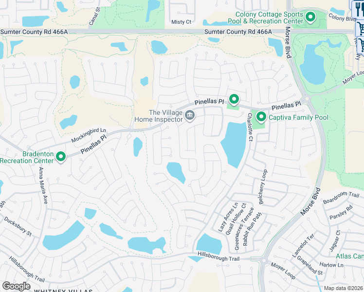 map of restaurants, bars, coffee shops, grocery stores, and more near 3169 Blythill Lane in The Villages