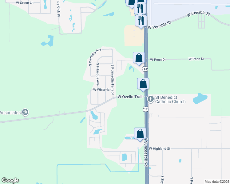 map of restaurants, bars, coffee shops, grocery stores, and more near 365 South Poinsettia Terrace in Crystal River