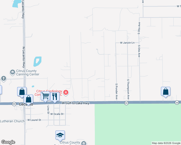 map of restaurants, bars, coffee shops, grocery stores, and more near 2499 West Camel Lane in Lecanto