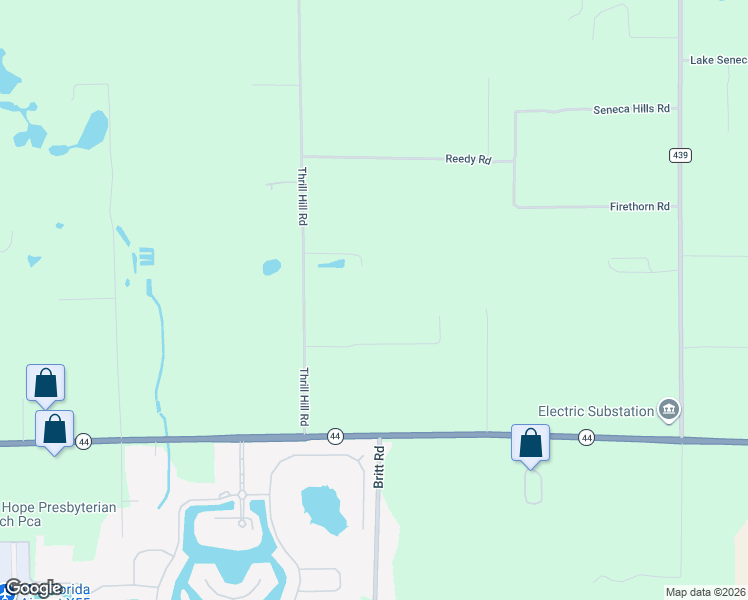 map of restaurants, bars, coffee shops, grocery stores, and more near 34934 Thrill Hill Road in Eustis