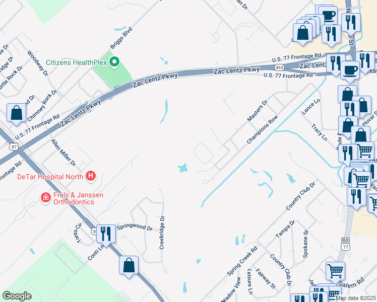 map of restaurants, bars, coffee shops, grocery stores, and more near 307 Woodlands Lane in Victoria