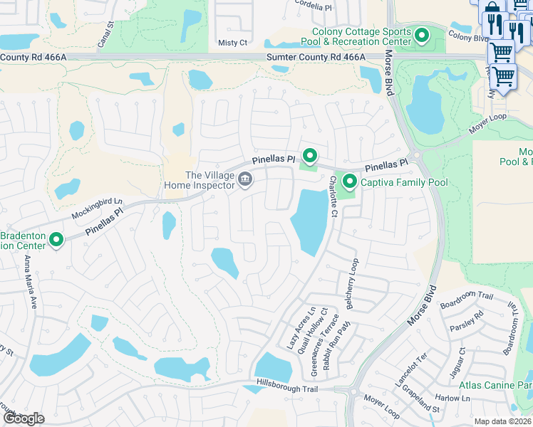 map of restaurants, bars, coffee shops, grocery stores, and more near 763 Fenwick Loop in The Villages