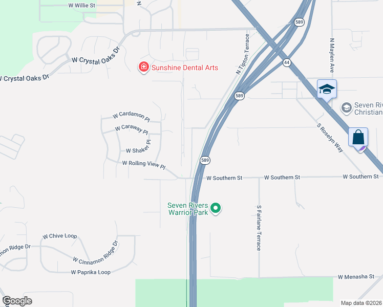 map of restaurants, bars, coffee shops, grocery stores, and more near 382 South Raymo Terrace in Lecanto